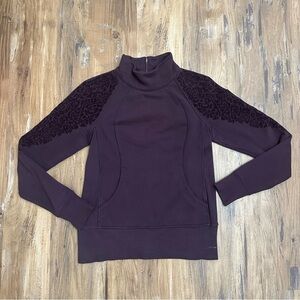 Lululemon Floral Flock Pullover Black Cherry Velvet Burnout Sweatshirt